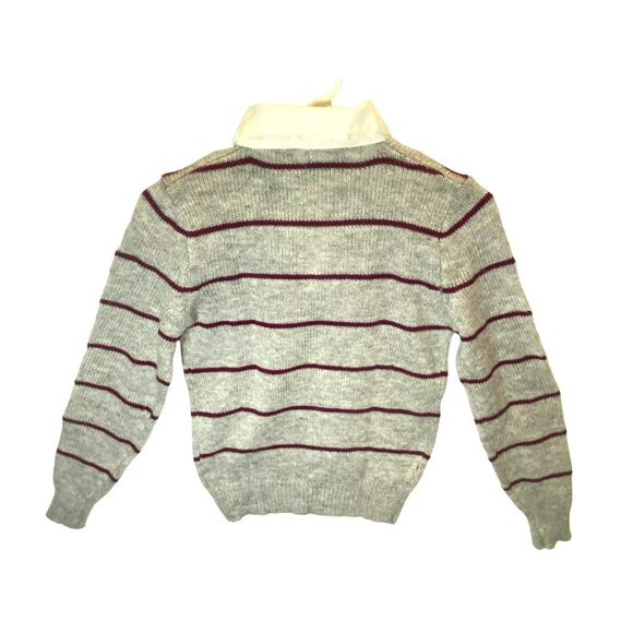 Vintage Striped Women's Sweater Grey New Tags Mister Noah Maroon Stripes Preppy - Picture 10 of 11